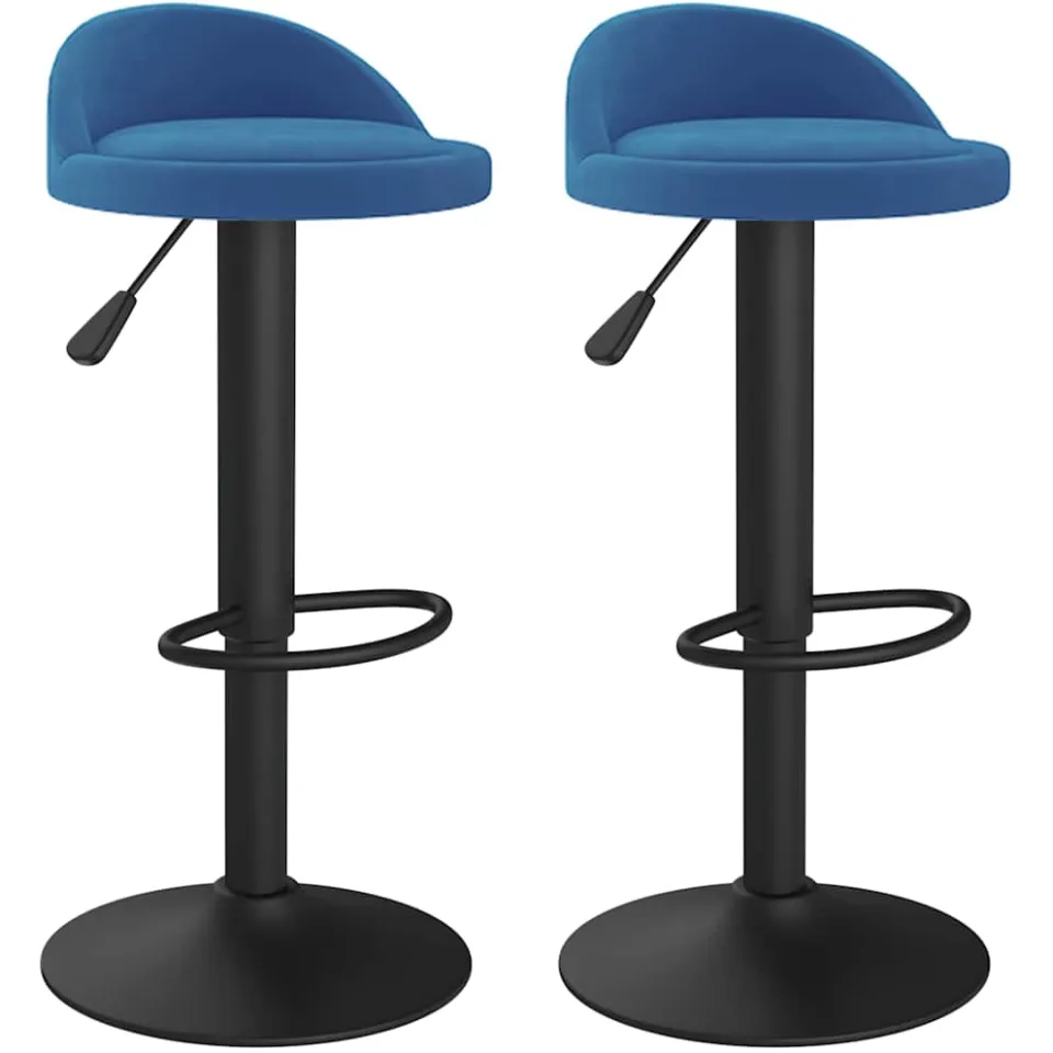 vidaXL Barkrukken 2 st fluweel blauw, foto 3