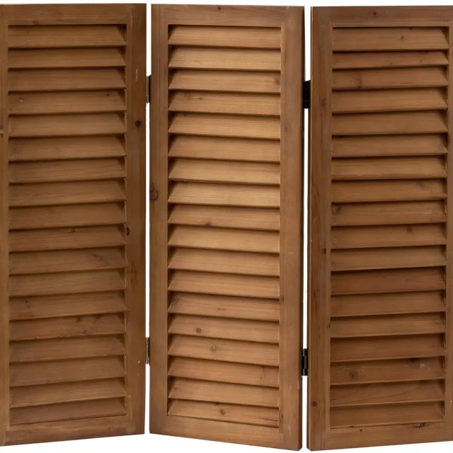 Famanu Bruin houten scheidingswand, 81 cm hoog, set van 3, unieke ruimteverdeler voor thuis, slaapkamer of kantoor