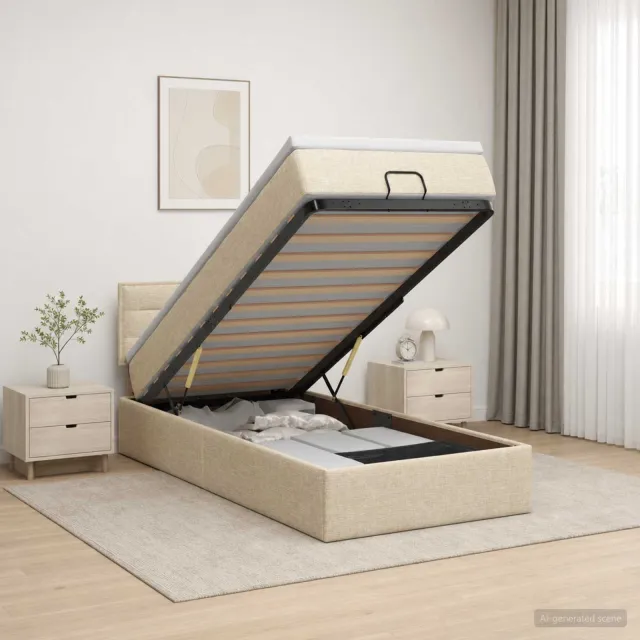 vidaXL Ottoman bed met matras Crèmekleurig 90 x 190 cm Stof