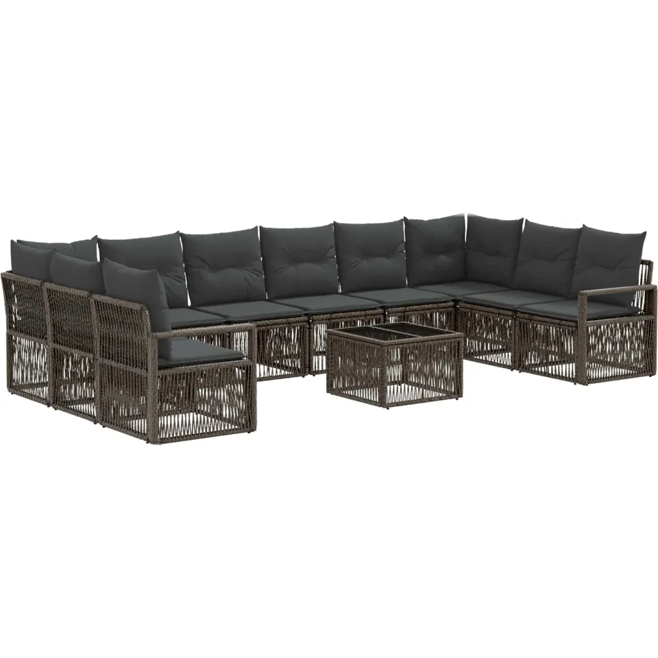 vidaXL Tuinbankenset 11 st Grijs poly rattan, foto 3
