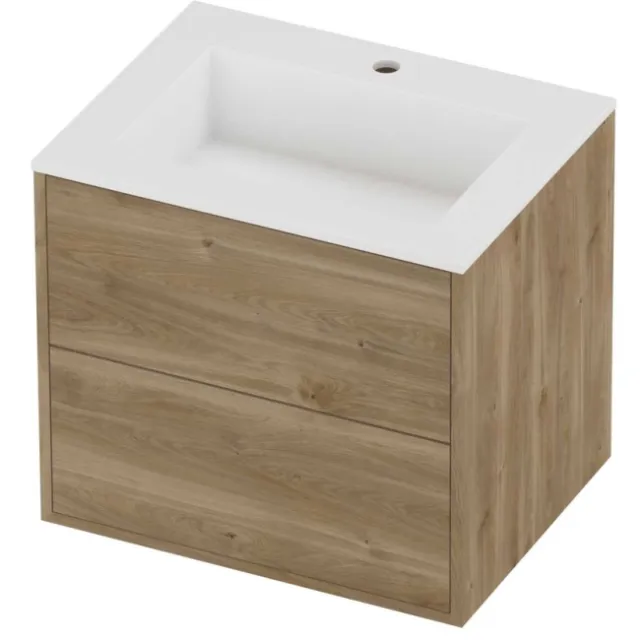Proline Aristo Badmeubelset Polystone Elegant 1 Kraangat 60x46x54 cm Mat White Cider Oak Eiken