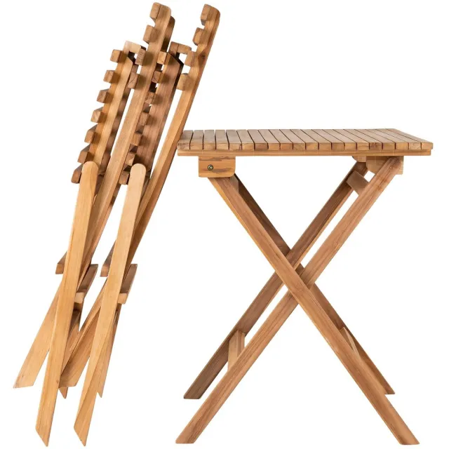 Housenordic Cuenca CafǸ set - CafǸ set, 2 chairs and 1 table , teak, natural