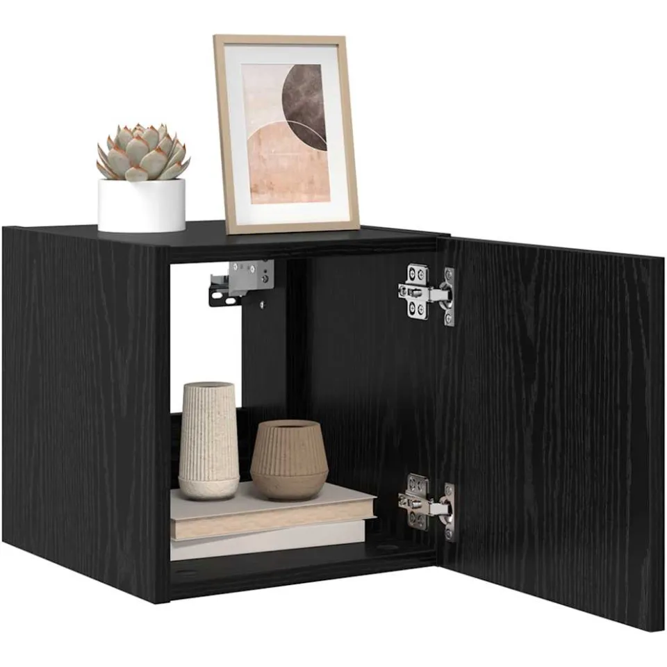 vidaXL TV Wandkast 30,5 x 35 x 30 cm Zwart Eiken Bewerkt hout