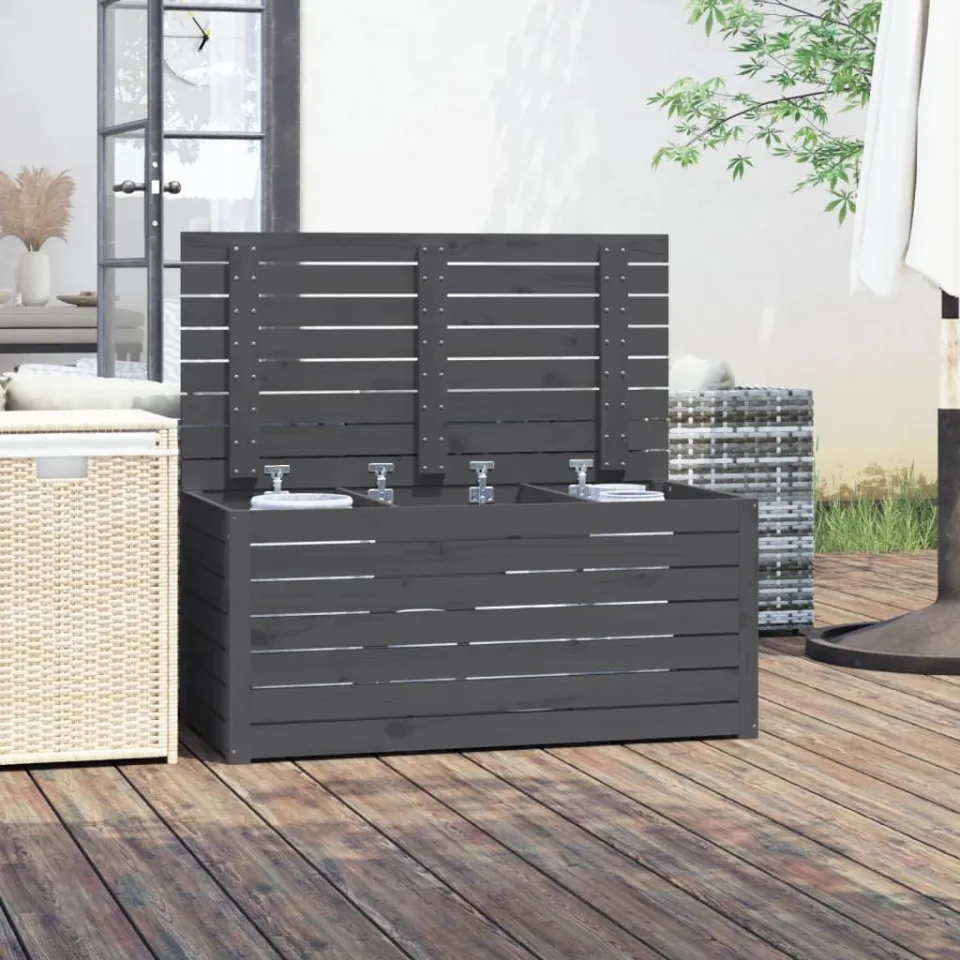 vidaXL Tuinbox 101x50,5x46,5 cm massief grenenhout grijs, foto 4