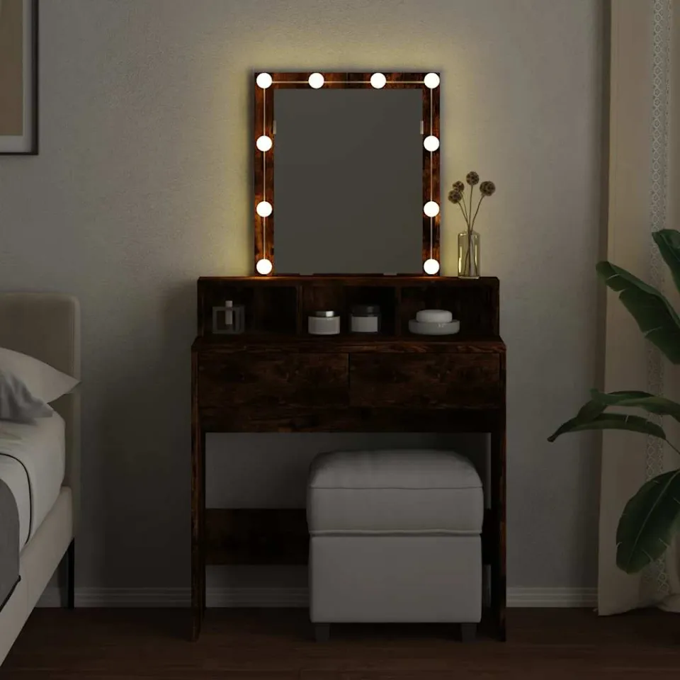 vidaXL Kaptafel met LED 80x41x144,5 cm gerookt eikenkleurig, foto 3