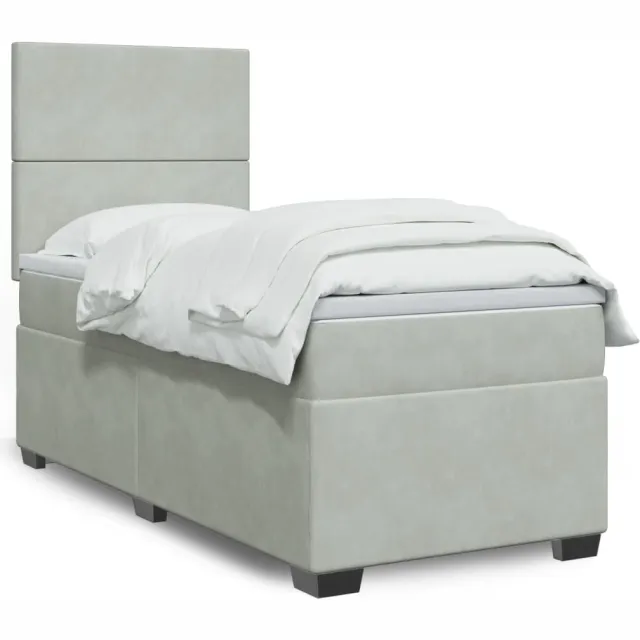 vidaXL Boxspring met matras fluweel lichtgrijs 80x200 cm grijs