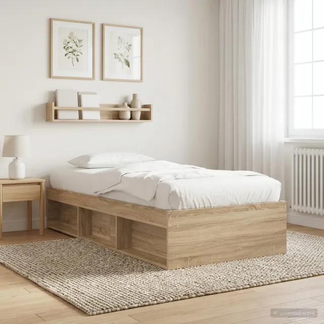 vidaXL Bedframe met opslag Sonoma Eiken 80 x 200 cm Bewerkt hout Bruin