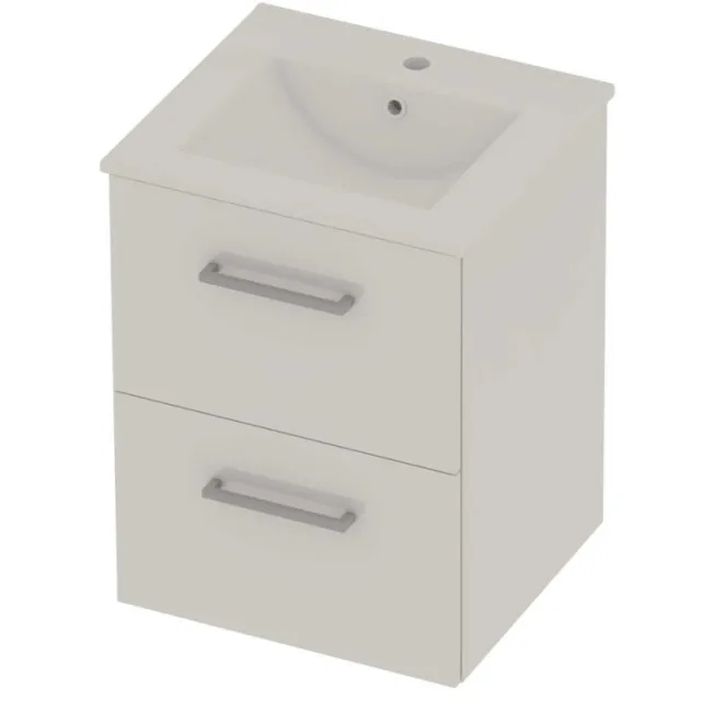 Basic-Line Coach 46 Badmeubelset Porselein 1 Kraangat Voor Grepen 50x46x62 cm Ice White Glans Wit