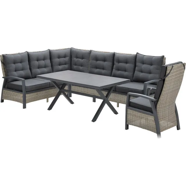 Garden Impressions Bombini dining loungeset - 5-delig - wicker - bruin/antraciet