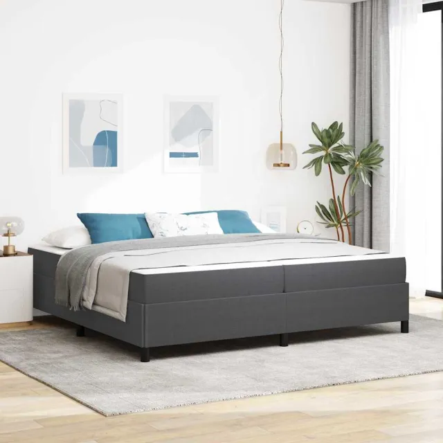 vidaXL Bedframe met matras Donkergrijs 200 x 200 cm Stof