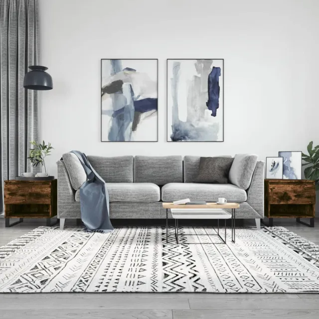 vidaXL Salontafels 2 st 50x46x50 cm bewerkt hout gerookt eikenkleurig, foto 2