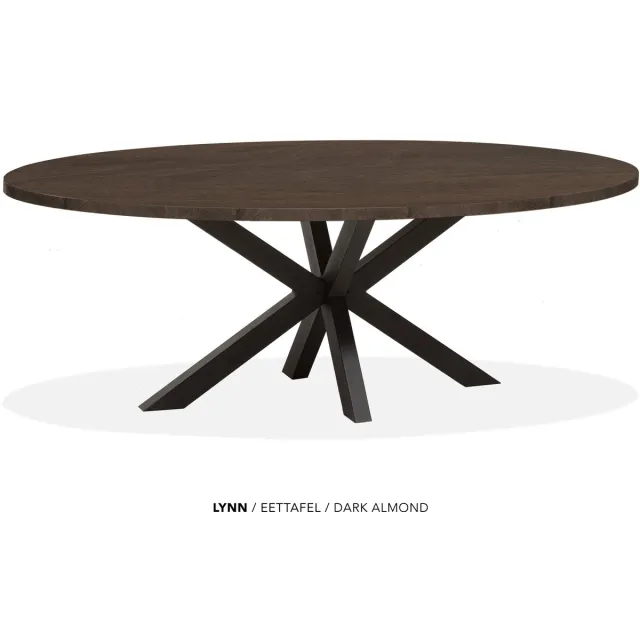 Maxfurn Lynn - Ovale eettafel Lynn | Zeer krasvast | Kleur: Dark Almond | Afm. 200x102cm Natuurlijk eiken