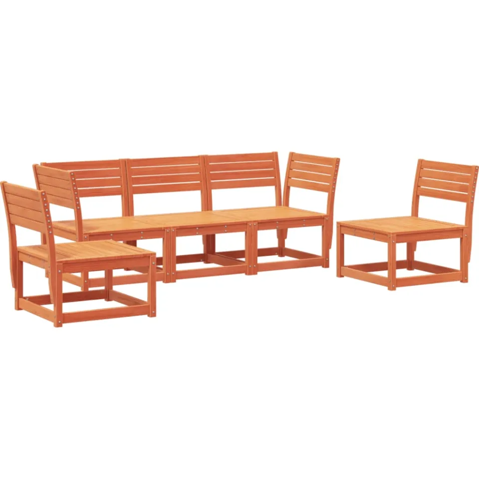 vidaXL 5-delige Loungeset massief grenenhout wasbruin bruin, foto 3