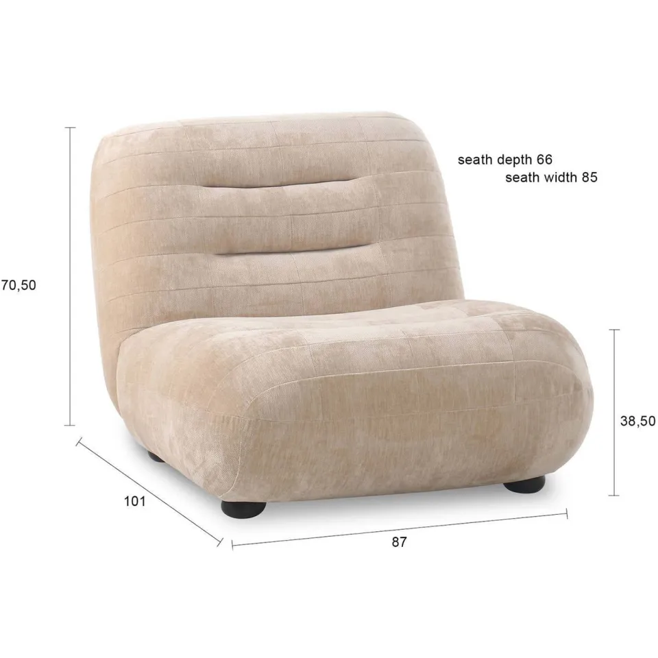 Dutchbone Wyatt Fauteuil Velours Beige, foto 4
