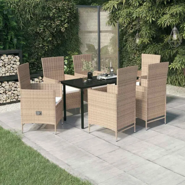 vidaXL 7-delige Tuinset met kussens beige, foto 2
