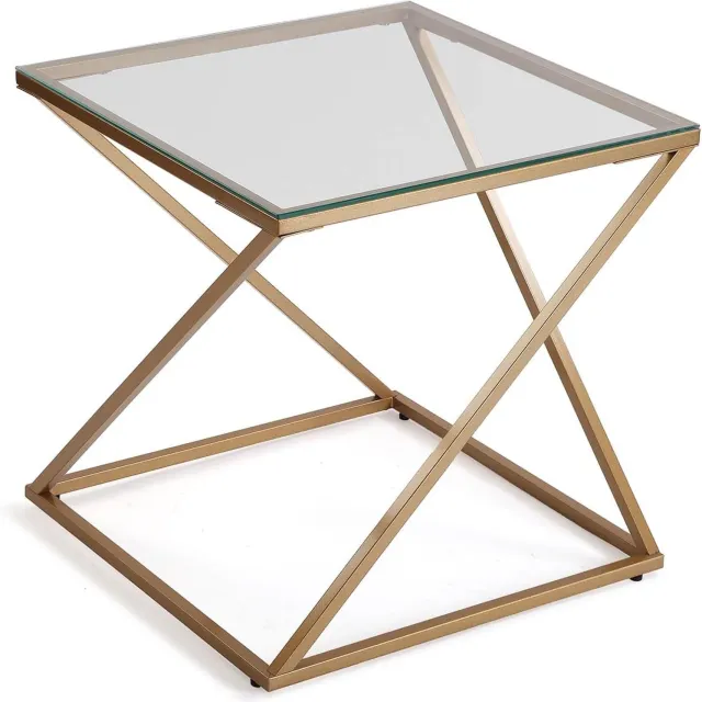 versa Moderne Gouden bijzettafel - Glas & Metaal - 51x51x51 cm