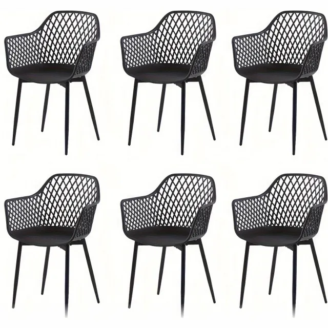 Mura Logistiek Mura Eetkamerstoelen - Tuinstoelen - Stoel - Keukenstoelen - Stoelen Set Van 6 - Ergonomisch Ontwerp - Armleuningen - Zwart