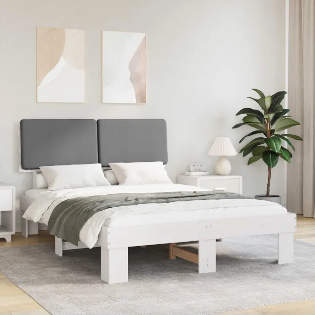vidaXL Bedframe met Gevoerd Hoofdgedeelte Lichtgrijs 160 x 200 cm