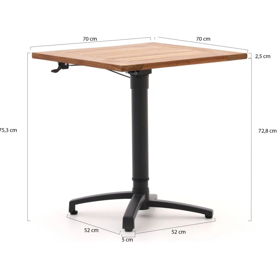 Bellagio tuinmeubelen Bellagio Canzo klaptafel 70x70x75/110cm verstelbaar bruin, foto 2