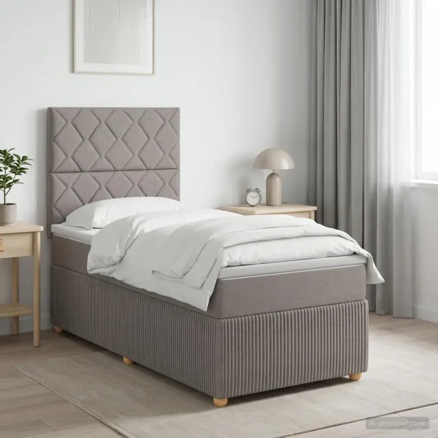 vidaXL Boxspringbed met matras met hoofdeinde Taupe 100 x 200 cm Stof