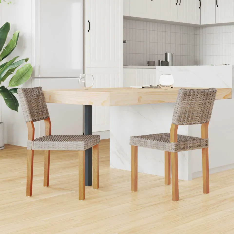vidaXL Eetkamerstoel GENDT 2 st Kubu Rattan Kubu grijs 46 x 55 x 84 cm, foto 2
