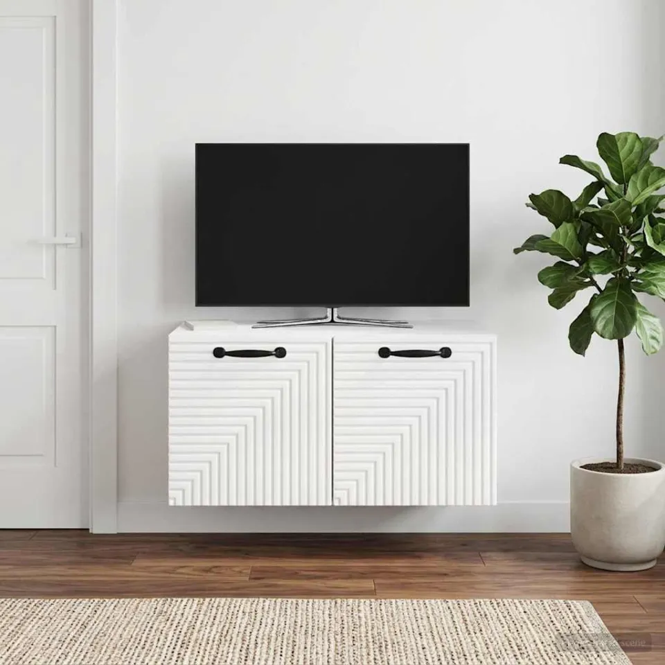 vidaXL Wandbeugel TV-kast Hoogglans Wit 59,5 x 31 x 30 cm Bewerkt hout, foto 4