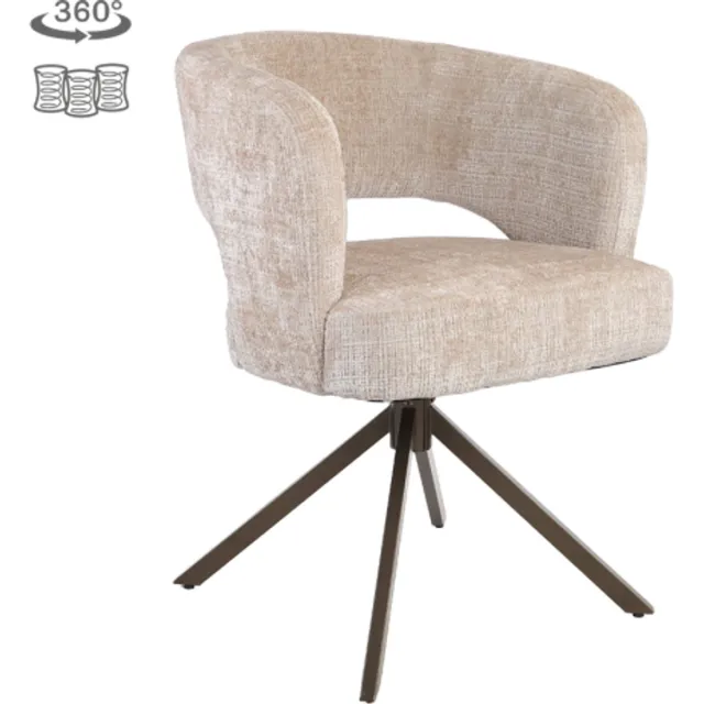 Meubelplaats Tower Living Mura eetkamerstoel draaibaar - Cremona 14 beige - Anodic brown