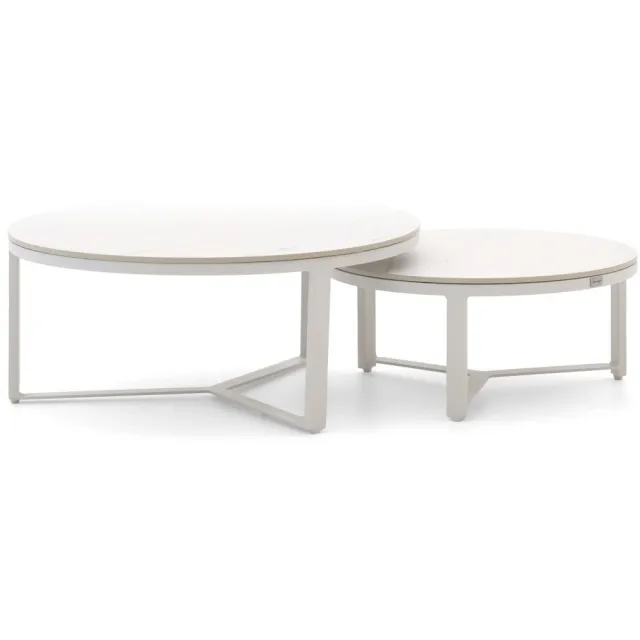 Bellagio tuinmeubelen Bellagio Ficarolo lounge tuintafelset ø85cm(h:35cm)/ø65cm (h:30cm) Wit