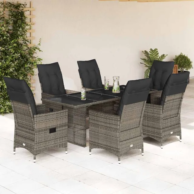 vidaXL 7-delige Tuinset met kussens poly rattan grijs, foto 2