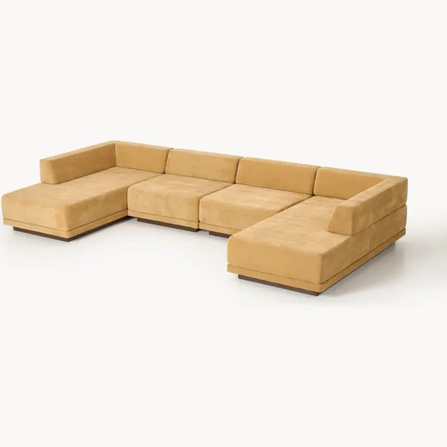 Westwing Collection Grote modulaire bank Colin (4-zits) Bruin, Geel