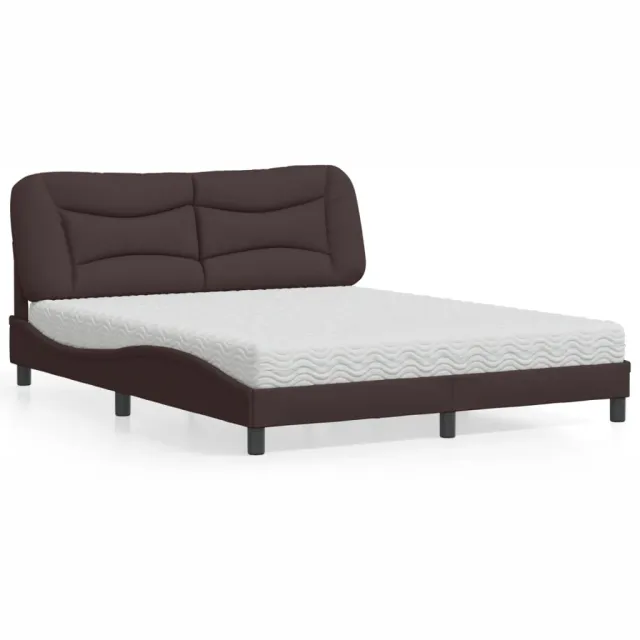 vidaXL Bed met matras "Hvar" stof donkerbruin 160x200 cm