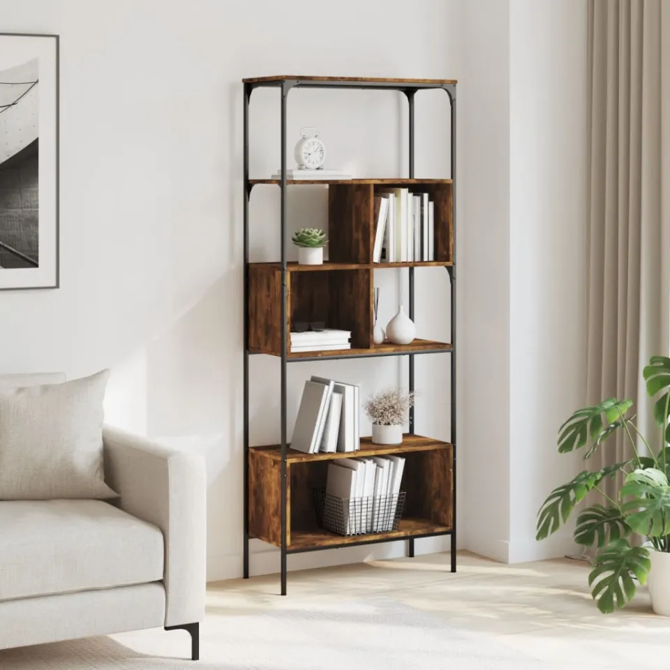 vidaXL Boekenkast 5-laags 76x33x188,5 cm bewerkt hout gerookt eiken, foto 2