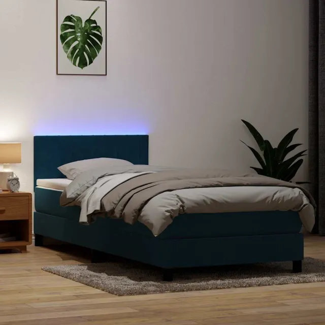 vidaXL Boxspring met matras en LED fluweel donkergrijs 80x220 cm grijs