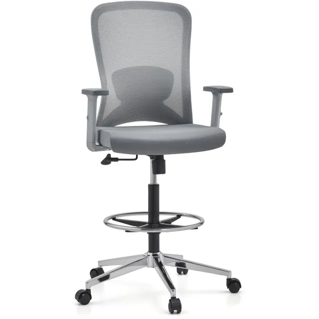 hjh office Werkstoel / barkruk TOP WORK 44 W Zitting stof / rugleuning gaas grijs hjh OFFICE