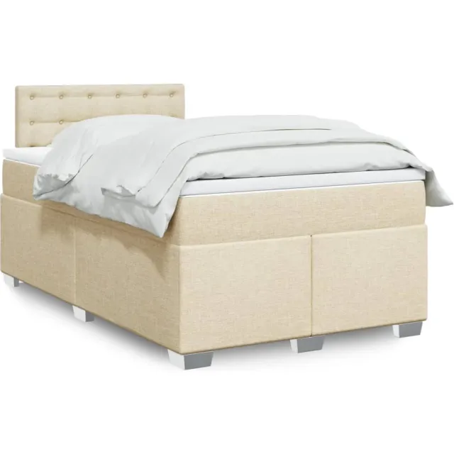 vidaXL Boxspring met matras stof crèmekleurig 120x200 cm