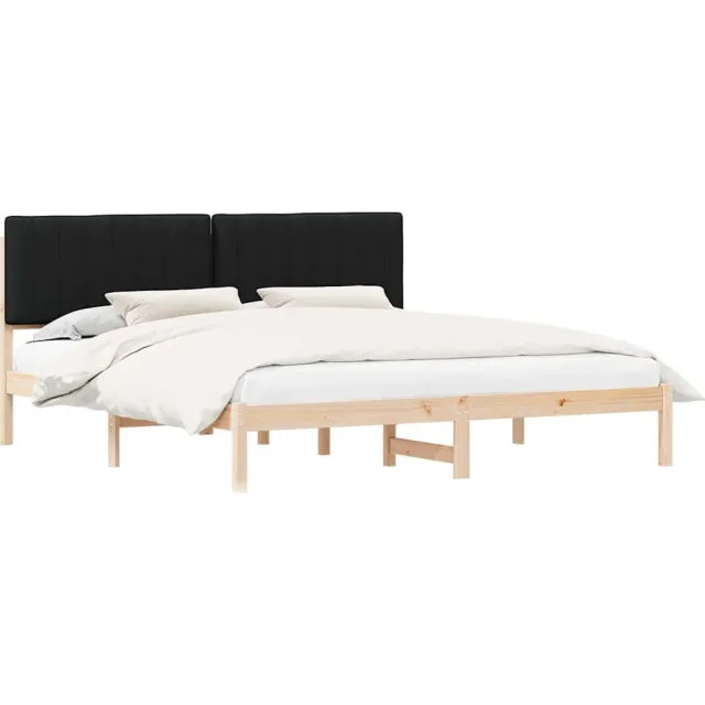 vidaXL Bedframe met Gevoerd Hoofdgedeelte Zwart 180 x 200 cm