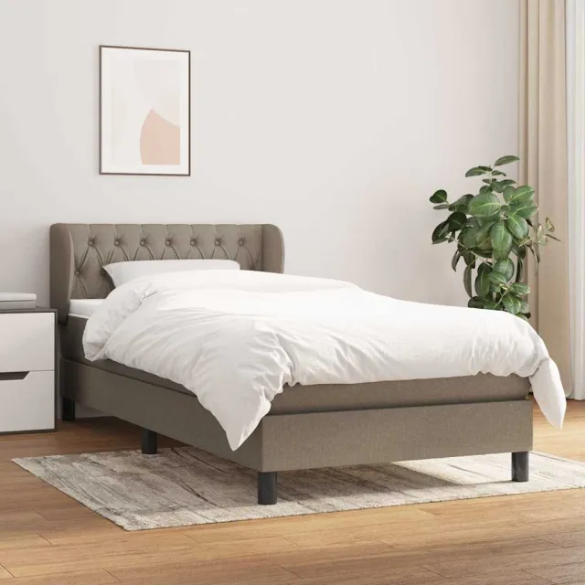 vidaXL Boxspring met matras stof taupe 90x190 cm