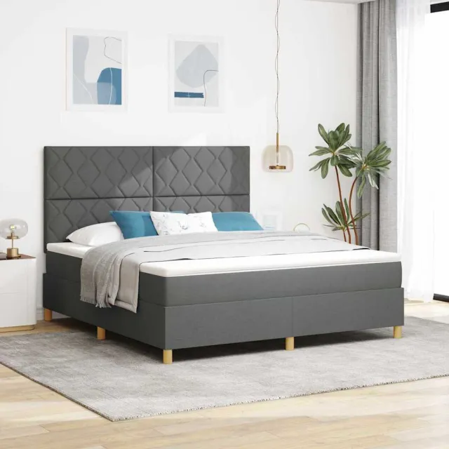 vidaXL LED Box Spring Bed met hoofdeinde Donkergrijs 180 x 200 cm Stof