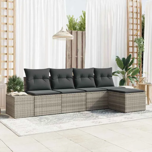 vidaXL Tuin Sofa Set 5 st Lichtgrijs poly rattan, foto 2