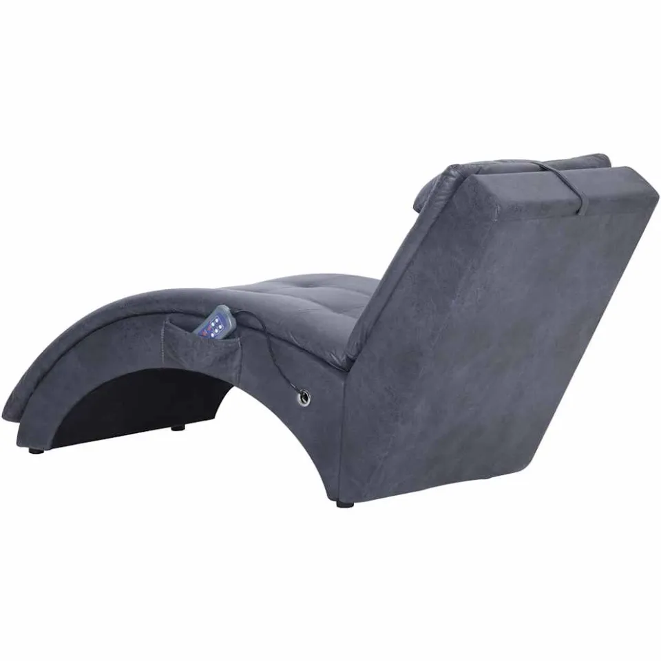 vidaXL Massage chaise longue met kussen kunstsuède grijs, foto 4