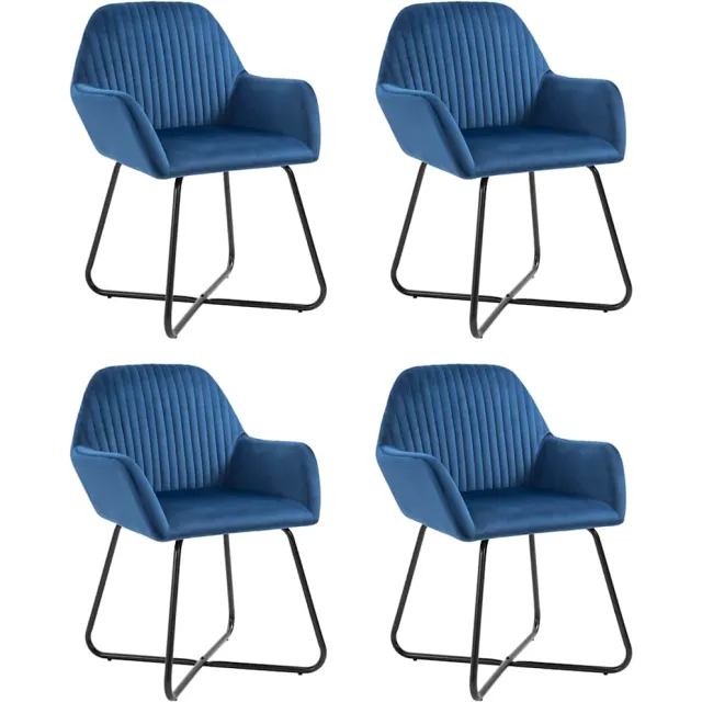 vidaXL Eetkamerstoelen 4 st fluweel blauw