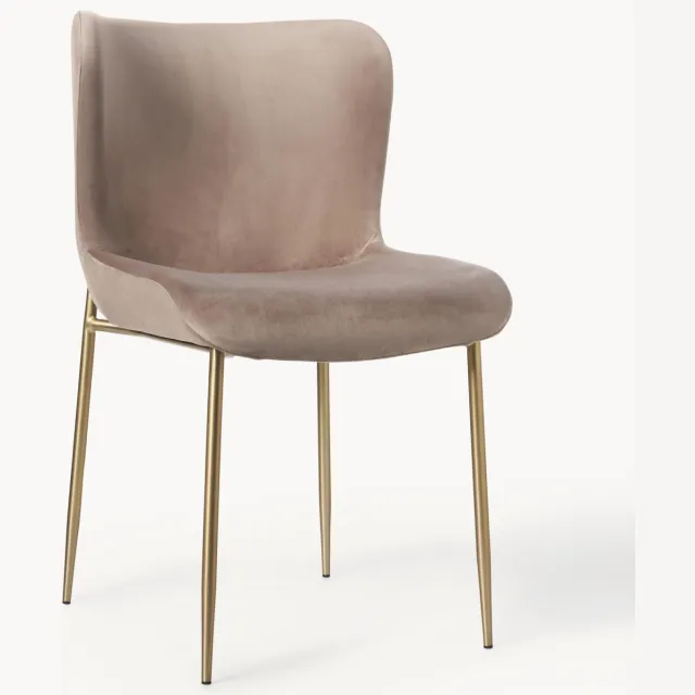 Westwing Collection Fluwelen stoel Tess beige, goudkleurig
