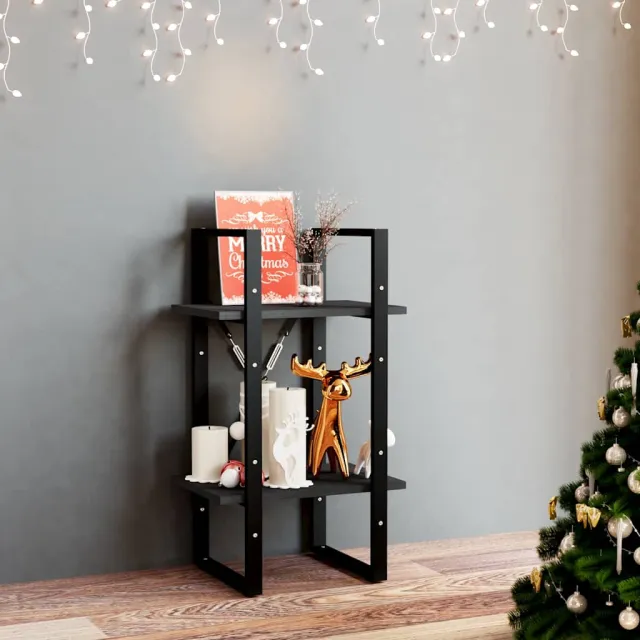 vidaXL Boekenkast met 2 schappen 40x30x70 cm massief grenenhout zwart, foto 2
