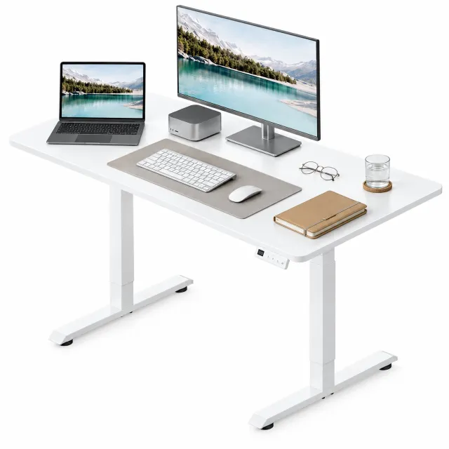 BukkitBow Zit Sta Bureau Elektrisch - Bureautafel - Standing Desk - 3 Memory Standen - 100 x 48 cm - Wit