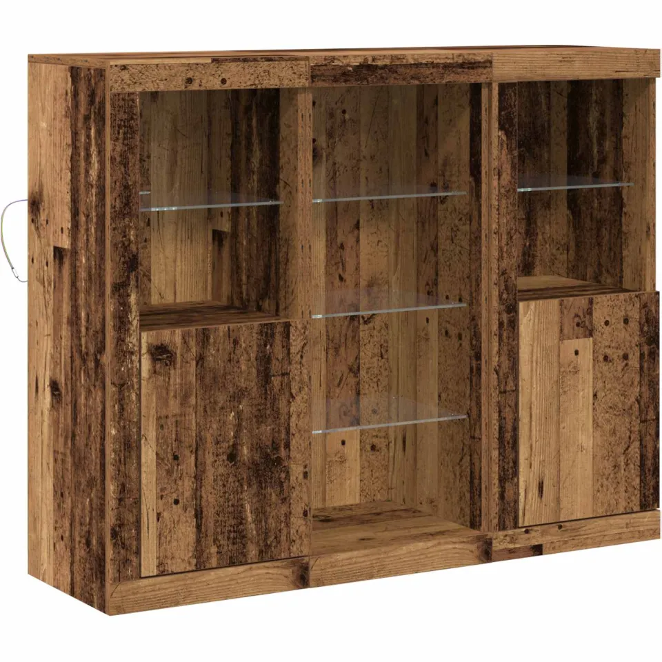 vidaXL LED Sideboard Oud hout 123 x 37 x 100 cm Bewerkt hout bruin