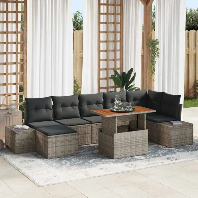 vidaXL Tuin Sofa Set 8 st Grijs en Bruin, foto 2