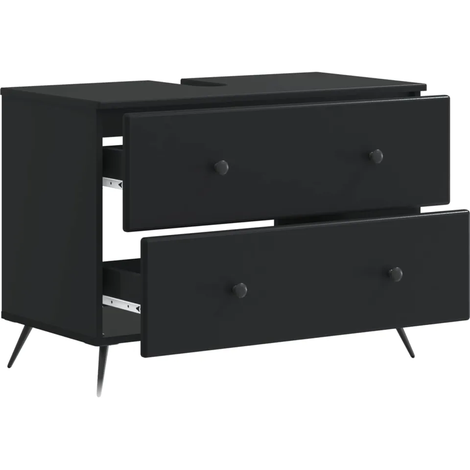vidaXL Badkamer wastafelkast BREDA Zwart 82 x 41 x 59 cm Bewerkt hout