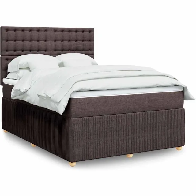vidaXL Boxspring met matras stof donkerbruin 140x190 cm bruin