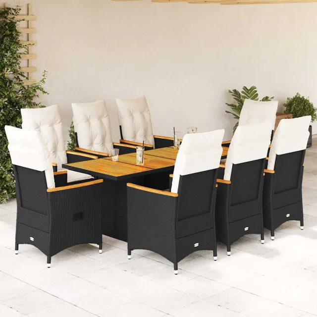 vidaXL 9-delige Tuinset poly rattan zwart, foto 2