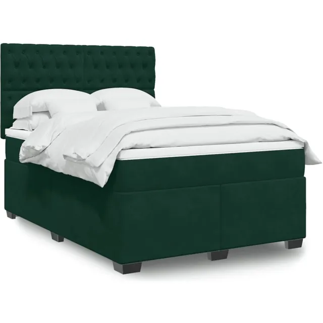 vidaXL Boxspring met matras fluweel donkergroen 160x200 cm groen